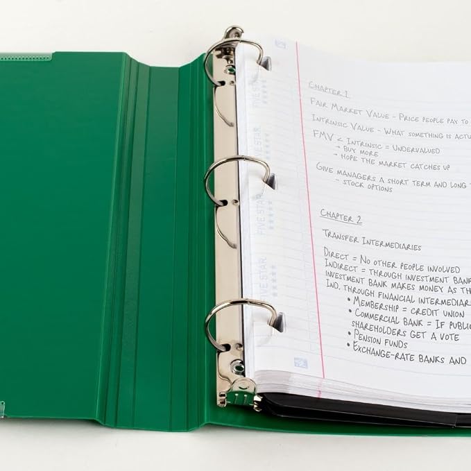 Five Star 3-Ring Binder + Study App, 6 Pack, 1 Inch Binder with D Rings and Customizable Clear View Cover, 225 Sheet Capacity, Assorted Colors (261440-23)