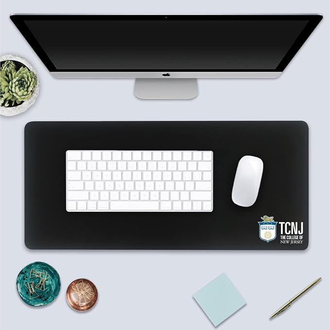 The College of New Jersey Classic Cloth Desk Mat, Durable Office Supplies, Non-Slip Base, Responsive Desk Pad with Smooth Cloth Surface, Black