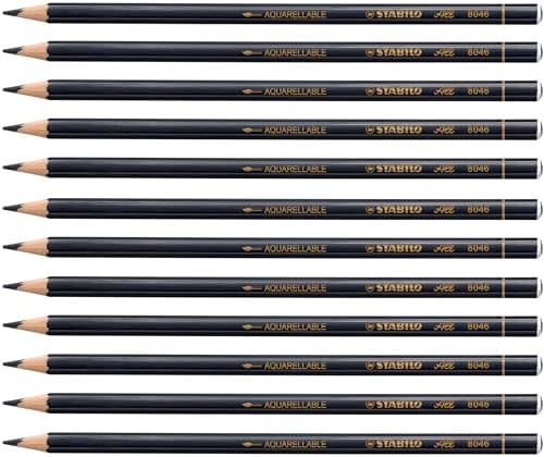 Stabilo 8406 All Coloured Pencil Crayons for Almost All Surfaces, 3.3 mm, Black, Pack of 12