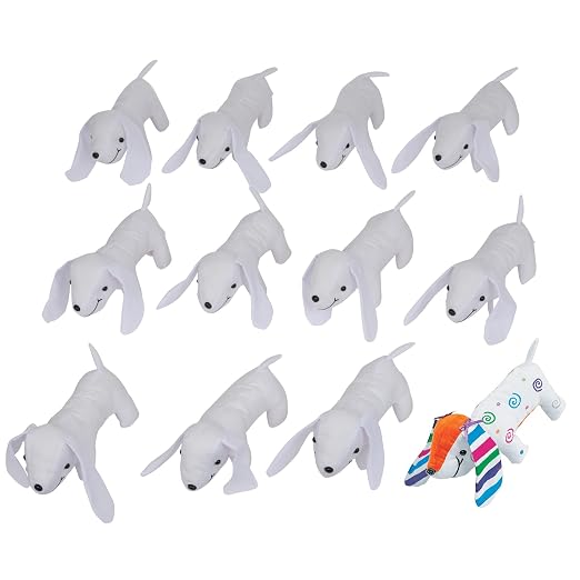 Colorations Set of 12 Decorate Your Own Fabric Plush Stuffed Puppy Dog, Arts & Crafts, Autograph, Signatures, Smooth, 4-1/4"H x 8-1/4"L each