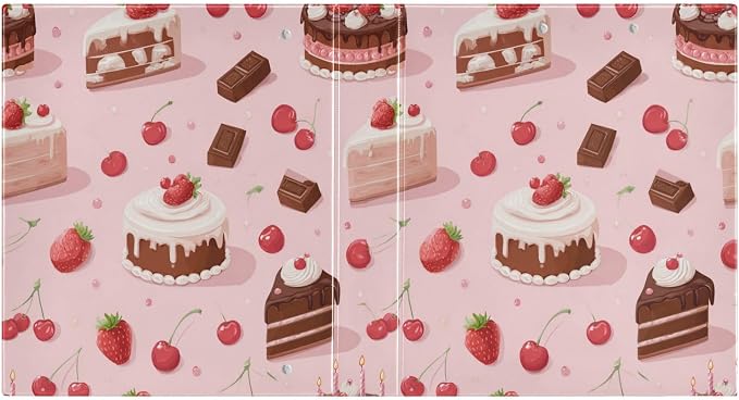 Caikeny 3 Ring Binder Cake Strawberry Dessert Chocolate 1.5 Inch Binders Round Ring Clipboard with 2 Pockets for Office Supplies