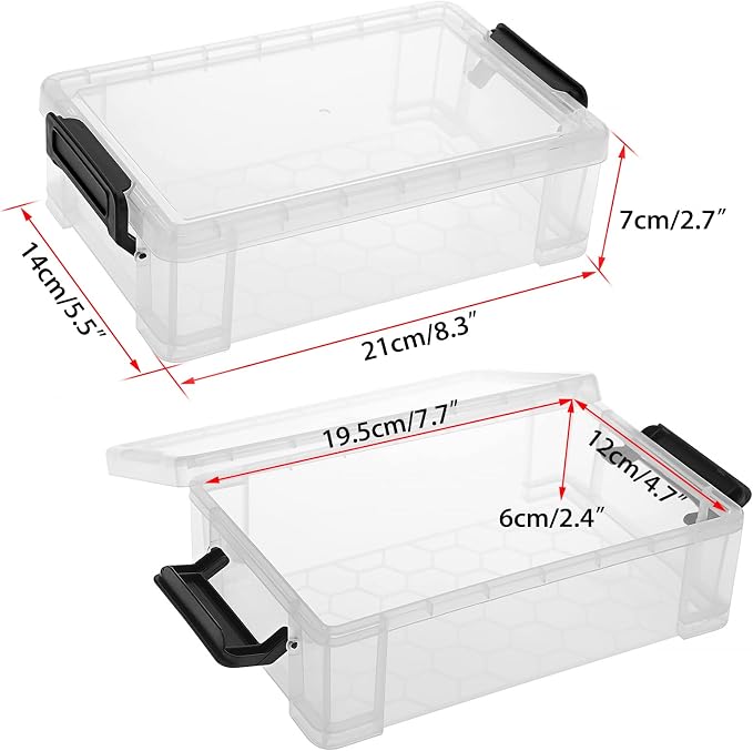 BTSKY 4 Pack Extra Large Plastic Pencil Box Stackable, Translucent, Black | Clear Pencil Caase Crayon Box Set Marker Organizer Art Supply Storage Organizer for Gel Pens Pencils Erasers Tape Markers etc