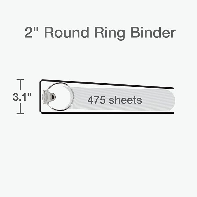 Cardinal 3 Ring Binders, Binders for School and Office, Durable 2 Inch, Round Rings, Holds 475 Sheets, ClearVue Presentation View, Non-Stick, Assorted Autumn Colors, 4 Pack (1002481)