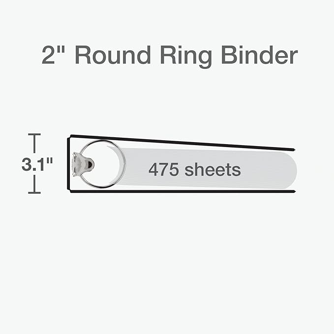 Cardinal 3 Ring Binders, Binders for School and Office, Durable 2 Inch, Round Rings, Holds 475 Sheets, ClearVue Presentation View, Non-Stick, Assorted Autumn Colors, 12 Pack (1002481)