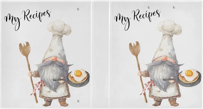 My Recipes Quoted Cute Gnome Recipe Binder 8.5x11 3 Ring Recipe Binders Cookbook Binder Cooking Theme Cook Book Binders with Clipboard&Pockets Large Recipes Organizer for Kitchen, Family, 2 PC