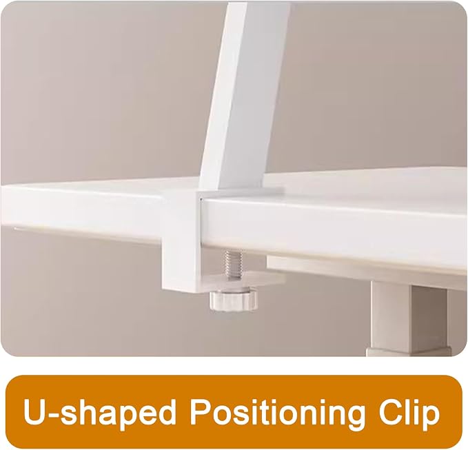 Clamp on Desk Shelf with Reading Stand 23.6x7.8in Space-Saving | Desktop Extender Klemmbares Schreibtisch Organizer Regal Adjustable Floating Desks Shelf for Office Dorm Desk Organization
