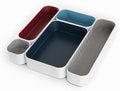 Three by Three Seattle Metal Drawer Organizer Tray Set, 5-Pc (Blue Berry) | Deep 2" food-safe metal bins; soft non-scratch base; perfect for kitchen utensils, tools & bulkier drawer items