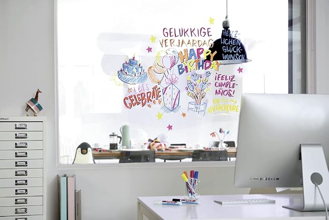 edding Multicolored 95 Glass Marker, 4pcs - Dry Erase Markers for Various Uses and Glass Surfaces Like Windshields, Windows, Glassboards, Mirrors, Menu Board and White Board - Made in Germany