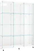 FLYMUHJIA Curio Cabinets with Glass Doors Modern Glass Shelves Tempered Glass Display Cabinet with Lock Figure Display Case (4-Shelf 3-Door, White)