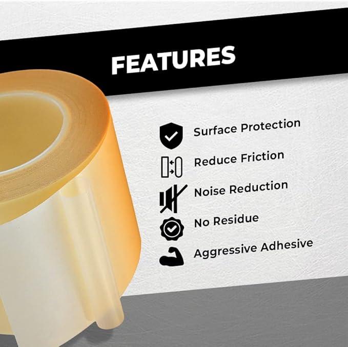 WOD SPT7A UHMW Polyethylene Transparent Film Slick Tape, 1.5 inch x 10 ft. Aggressive Adhesive - Ideal For Squeak Reduction, Drawers, and Bearings