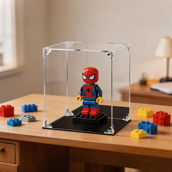 Display Case for Collectibles Assemble Clear Acrylic Box Alternative Glass Case for Display Action Figures Home Storage Organizing Toys (Internal dim 7.5X7.5X9 inch)