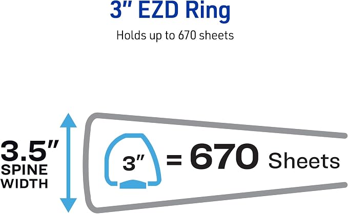 Avery Heavy-Duty View 3 Ring Binder, 3" One Touch EZD Rings, 670-Sheet Capacity, 3.5 Inch Wide Spine, Great for Home, School Supplies, Office, or Organization Needs, 1 White Binder (79193) (Pack of 4)
