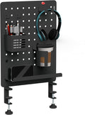 Mount-It! Clamp-On Magnetic Pegboard Organizer, 16.5x15.9 | No-drill desktop storage with 7 accessories, vertical or horizontal mount for home office, gaming & crafting, black.