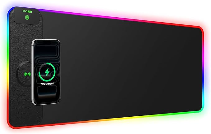 RGB Gaming Mouse Pad with 15W Magnetic Wireless Charging, 31.5'' x 11.8'' | Extra Large LED Mousepad, 24 Lighting Effects Desk Mat with Non-Slip Rubber Base, Waterproof Ultra-Smooth Surface