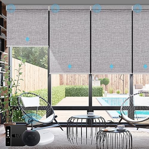 SmartWings Motorized Smart Roller Shades, 100% Blackout Safari Rock Grey