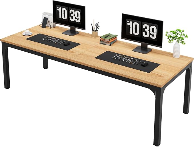 LITTLE TREE 78.7 Inches Extra Long Two Person Office Desk,Double Workstation for Home Office