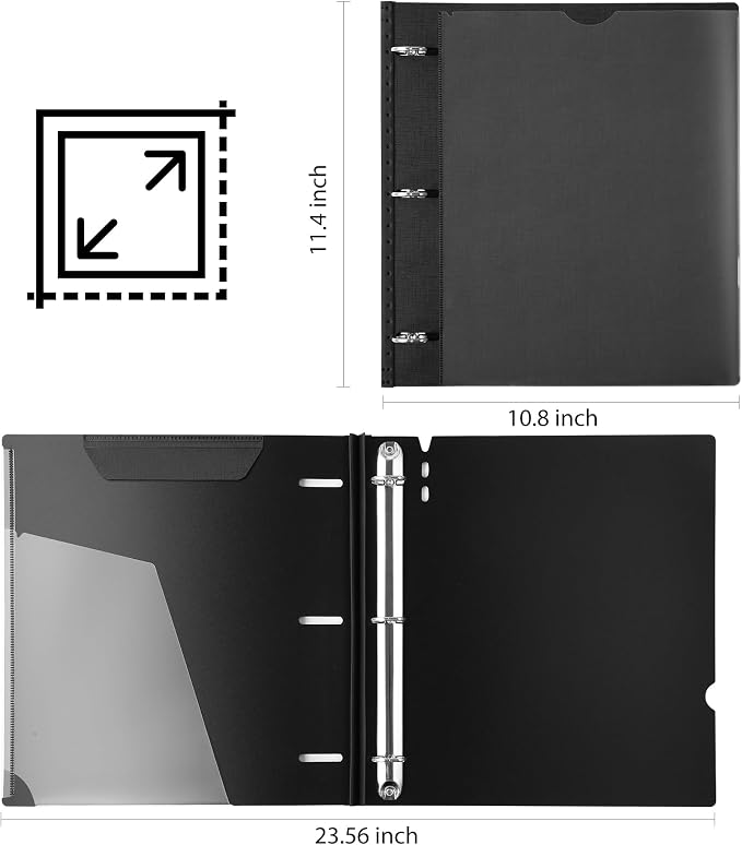 WOT I Telescoping 3 Ring Binder 1 Inch, Expandable Binder - Patented Design for Easy Portability, Holds 8.5"x11" Paper, Perfect for School, Office&Home Organization, Black