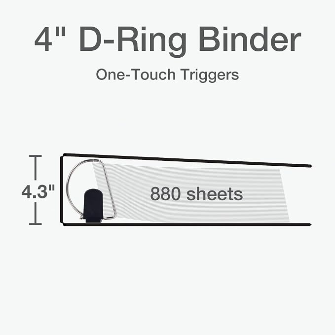 Oxford 3 Ring Binders, Durable Binders for School and Office, 4 Inch, ONE-Touch Easy Open D Rings, View Binder Covers, 4 Interior Pockets, PVC-Free, Holds 880 Sheets, Blue, 2 Pack (79922)