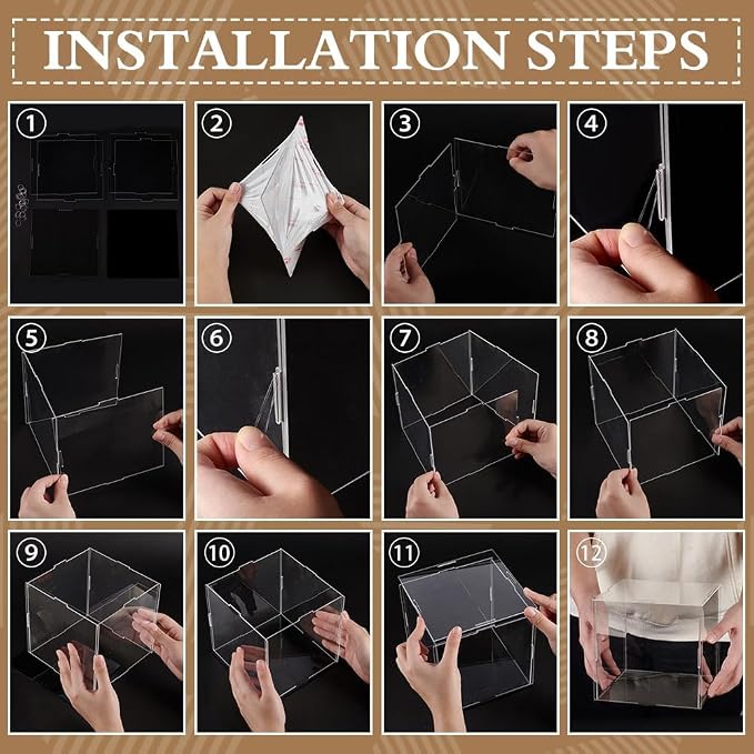 Clear Acrylic Display Box Collectibles Display Case Organizing Toys Case Storage Box with Solid Built-in Wooden Base(4x4x22in(Length x Width x Height))