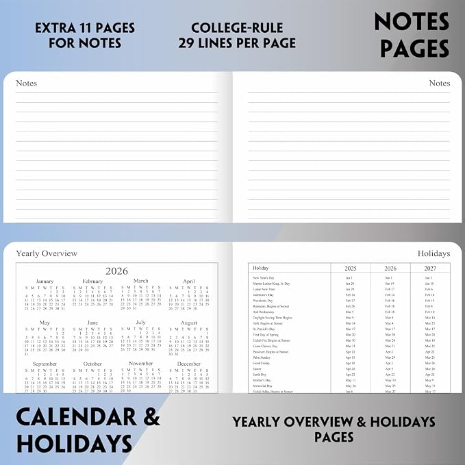 2026-2027 Planner - Weekly and Monthly Planner, Oct 2026 - Dec 2027, Vegan Leather Cover, Elastic Closure, 8.5"x11", Grey