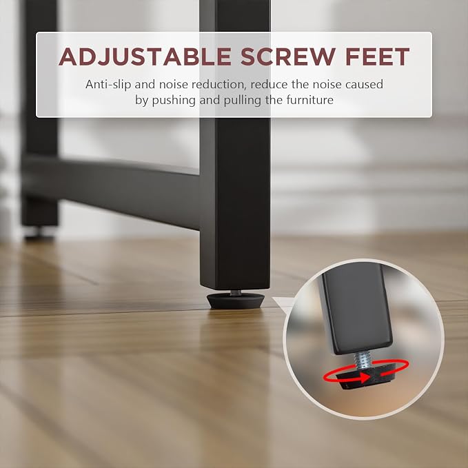 PayLessHere | 39 Inch Computer Desk | Brown | Sturdy Office Desk | Metal Frame, Adjustable Feet | Water-Resistant, Scratchproof Surface | Writing Table for Home Office or Study | Pack of 1