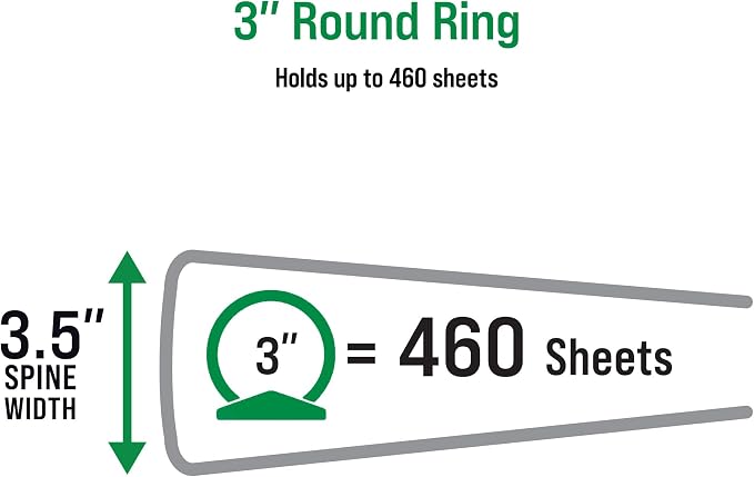 Office Essentials Economy View 3 Ring Binders, 3" Round Rings, 3.5" Spine, 460-Sheet Capacity, White Binders (12-Pack of 03430) | A practical choice for school, home and everyday organization with dependable performance at a great value.
