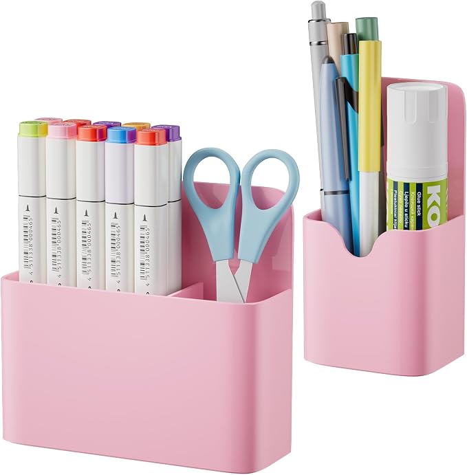 Marbrasse Magnetic Dry Erase Marker Holder,Pen and Eraser Holder for Whiteboard，Magnet Pencil Cup Utility Storage Organizer for Office, Refrigerator, Locker and Metal Cabinets (Pink)