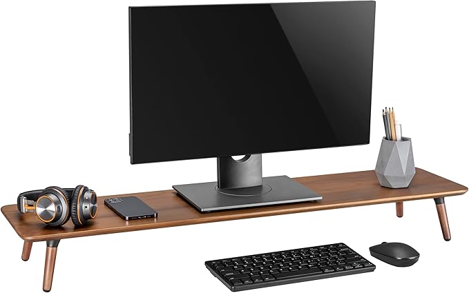 Desk Shelf for Top of Desk (Mahogany) Mid Century Modern Monitor Stand (39.37 × 9.45 × 4.72 inches)
