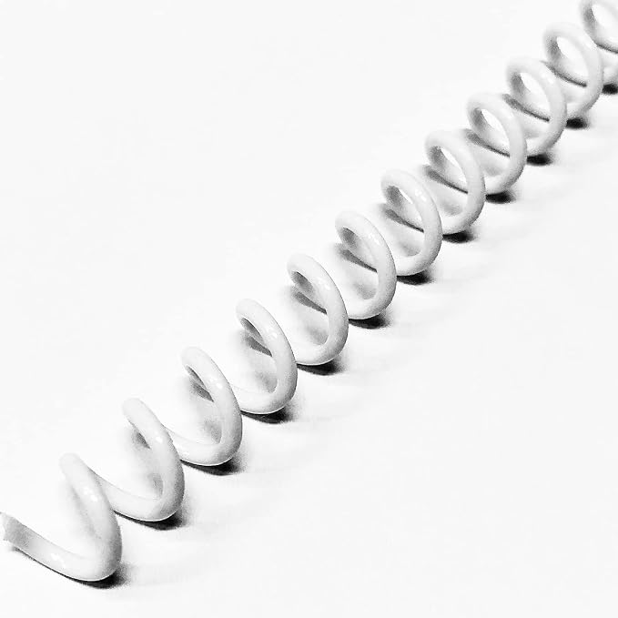 Binditek Plastic Spiral Binding Coils, 6 mm, 4:1 Pitch, White, 50 Pack | Coil Binding Spines, 1/4", 30 Sheet Capacity, 48 Loops, for Letter-Size Reports, Presentations, School and Office Projects