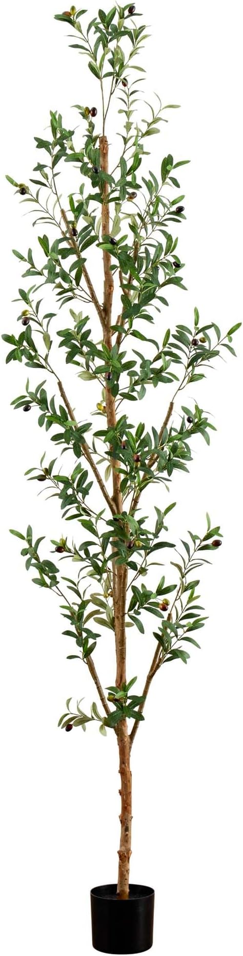 Nearly Natural 8 ft Artificial Olive Tree with Natural Trunk Floor Plant | Lifelike Fruits with Textured Trunks, Durable Nursery Pot Included, Perfect Focal Point for Living Room Decor