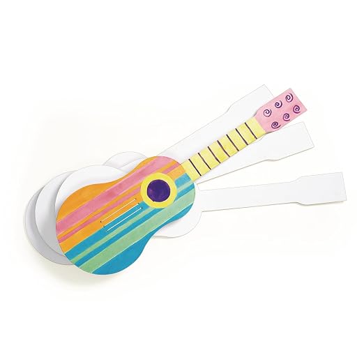 Colorations Sturdy Cardboard Guitars, Decorate Your Own, Set of 12 | Ages 3+, PreK+, 3 Strings to Strum, Kids' Craft for Individual Decorating and Personalizing