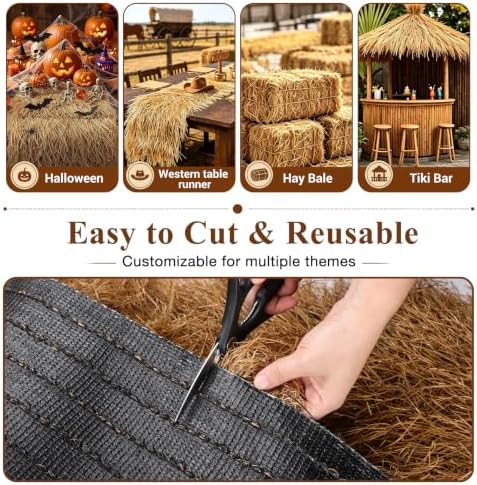 XLX TURF Fake Thatch Hay Table Runner 36 Inch for Western Fall Party Decor