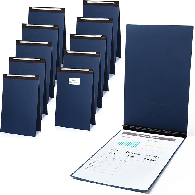 Fullhawl 10 Pcs 11x17 Inch Vertical Pressboard Report Cover, Navy Blue | Vertical Pressboard Binder Folder, With Metal Prong, 3'' Capacity, For Presentations Portfolio