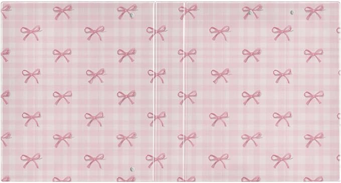 Aslsiy Pink Checkered Little Bows 3 Ring Binder 1.5 Inch Round Clipboard Binder Decorative Harcover Binder Organizer for Office Supplies