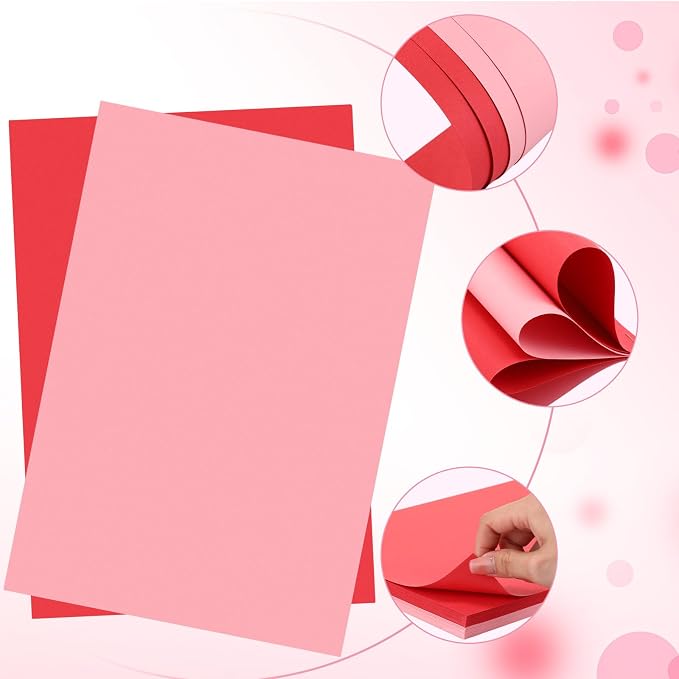 Colarr 300 Sheets Valentine's Day Colored Card Stock Paper 8.5 x 11 Inch Printed Colored Construction Paper 65lb 180 GSM Double Sided Card Stock for Arts Crafts, Invitations, Greeting Cards, Posters