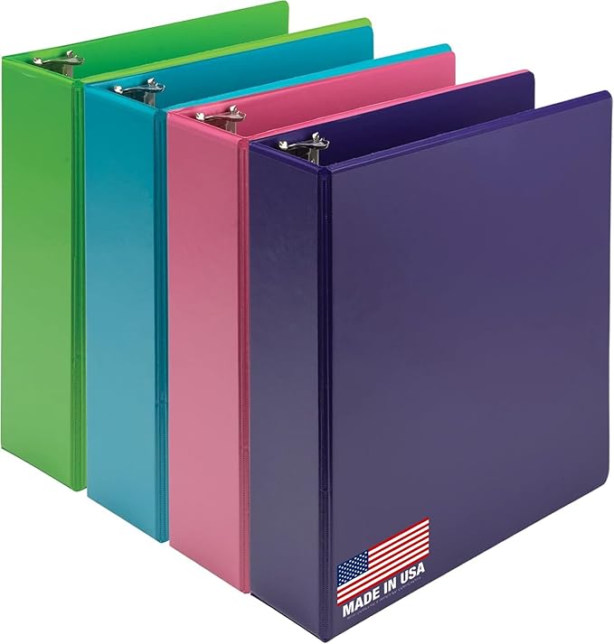 Samsill BioBinder 3 Inch (4-Pack) - Durable Plant-Based 3 Ring View Binder, USDA Certified Biobased, Customizable Nonstick Cover & Spine - 550 Sheet Capacity, Letter Size School Office Organizer