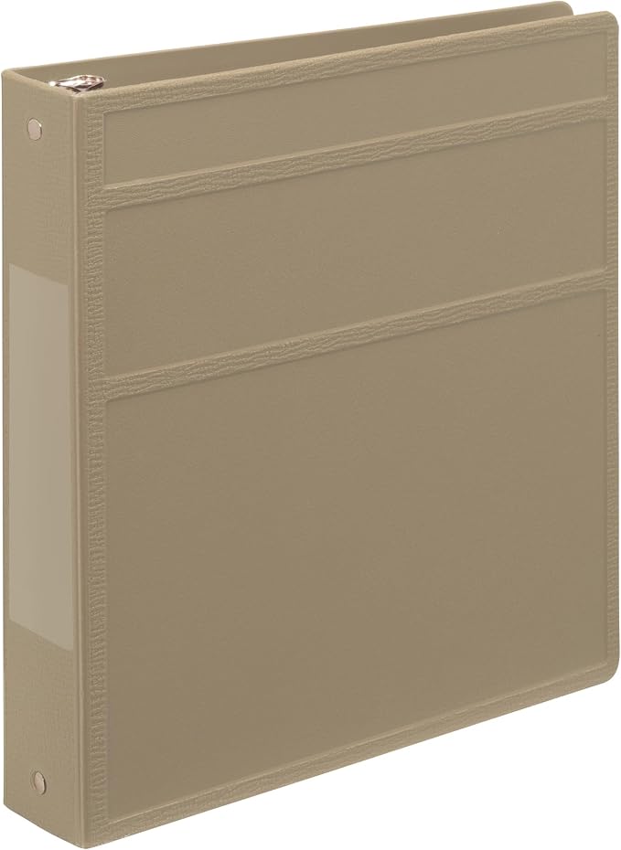 Carstens 1.5-Inch Heavy Duty 3-Ring Binder - Side Opening, Taupe, Durable Plastic, No-Gap Rings, Waterproof Covers, No Pockets, Holds 250 Letter-Size Sheets, BPA-Free, Made in USA (2046-3R) Case of 20