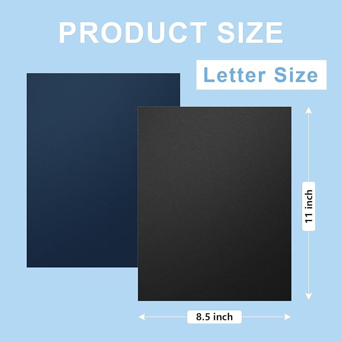 HOUYEE 100 Pack 12Mil Binding Covers Set, 8.5x11 Letter Size,Sand Textured | Including 50 Pcs Black Plastic Binding Covers, 50 Pcs Navy Blue Back Binding Polycovers, Square Corners,Un-Punched for Office