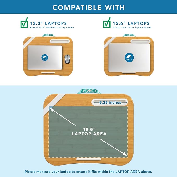LAPGEAR Designer Lap Desk – Aqua Trellis, Fits 15.6” Laptops