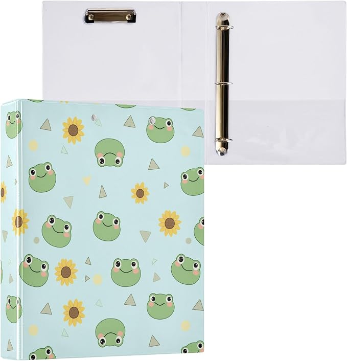 Highland Cow on Grassland Round Ring Binders 1.5 Inch Green Farm Rustic Style 3 Ring Clipboard Binder for Office School Work Supplies File Folder Document 200 Sheet Capacity Easy Open 2 Pieces
