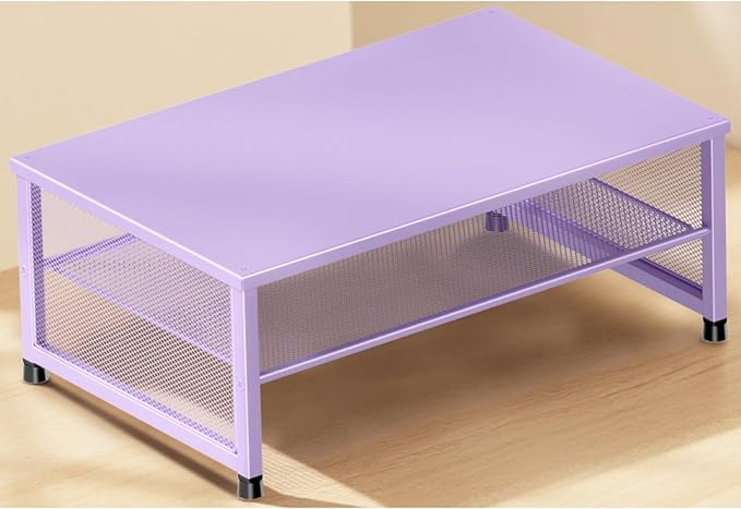 ECOLOVI 2-Tier Computer Monitor Stand Riser, Printer & Laptop Stand, Office Desk Accessories, Workspace Desk Organizer for Home Office Supplies, Purple