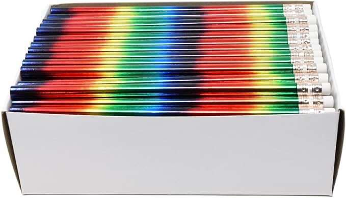Pencil Guy Blank Glitz Round Pencils, Rainbow
