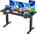 PayLessHere 55 Inch Electric Standing Desk Computer Desk with Large Space and Headphone Holder Office Desk with Electric Lifting and 2 Memory Function for Office Meeting Room,Black