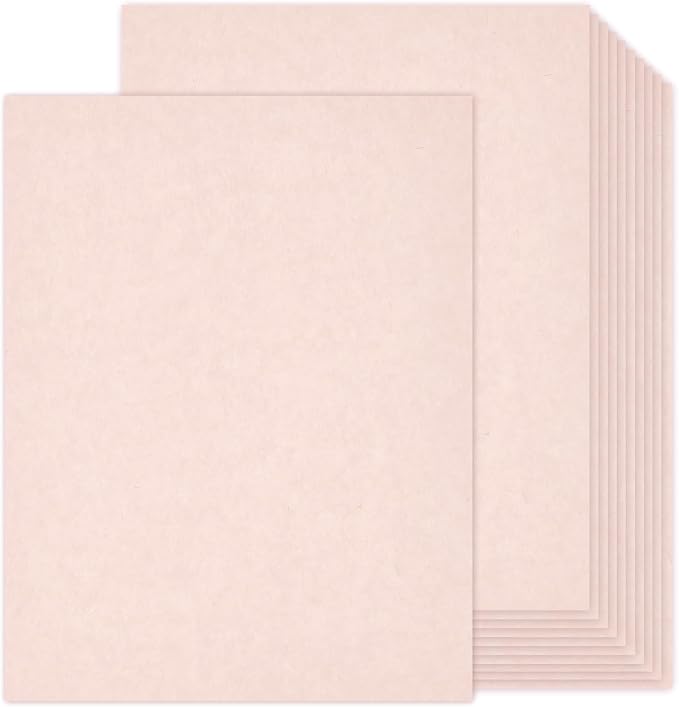 100 Sheets Light Pink Parchment Cardstock Paper 8.5 x 11, 65lb Cardstock | Goefun 180 gsm Pink Parchment Paper Sheets, Certificate Cardstock for Valentines Day, Wedding Invitations, Crafts