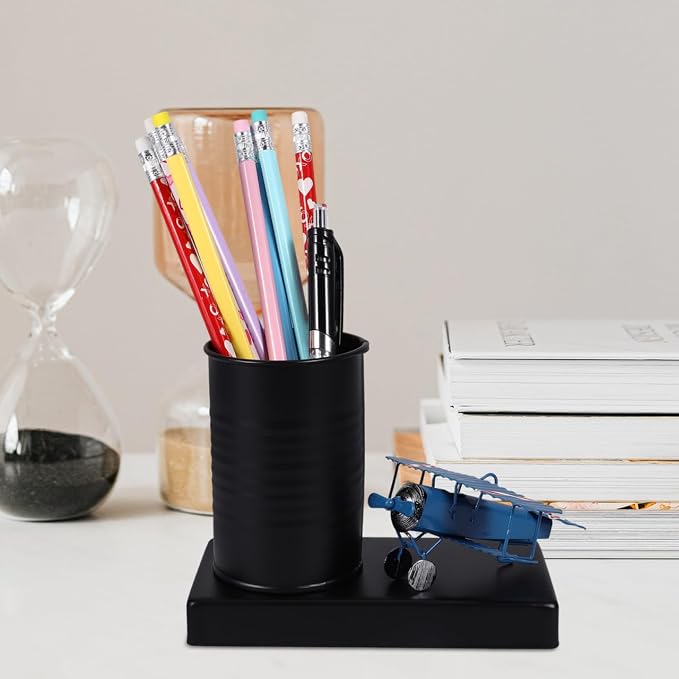 Aircraft Model Pen Holder 5.70X4.52X2.95In Desk Organizer with Stable Base Multi-Function Pen and Pencil Storage Container for Office Desktop Makeup Brush Holder