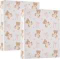 Teddy Bear Pink Ribbon Bow 1.5 Inch Binders 3 Ring for Letter Size Holds 200 Sheets Notebook Binder with Clipboard for Women or Men