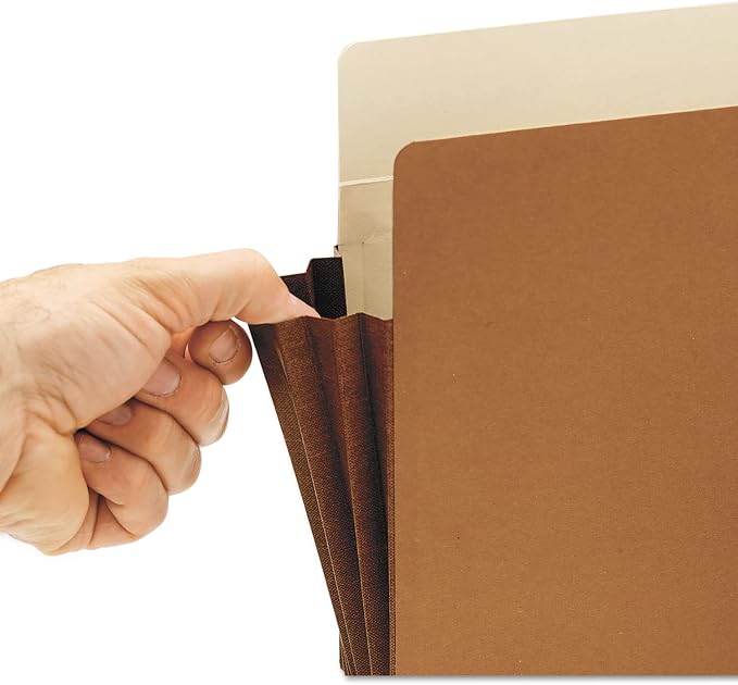 Smead End Tab Pocket, Reinforced Straight-Cut Tab, 5-1/4" Expansion, Extra Wide Legal Size, Redrope with Dark Brown Gusset, 10 per Box (74691)