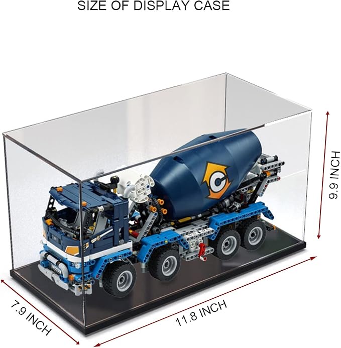 Clear Acrylic Display Case,Self-Assembly Display Box with Black Acrylic Base,Countertop Box Cube Organizer Stand Riser Dustproof Protection Showcase for Figures Toys Collectibles (11.8x7.9x9.8 inch)