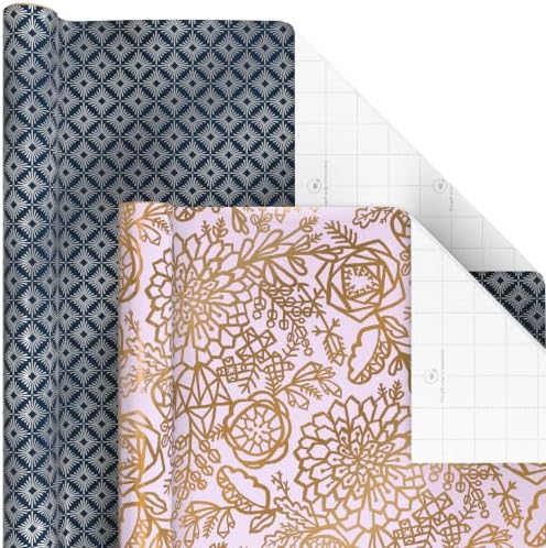 Hallmark Wrapping Paper Rolls, 6 Rolls (Hearts, Dots, Flowers, Stripes)