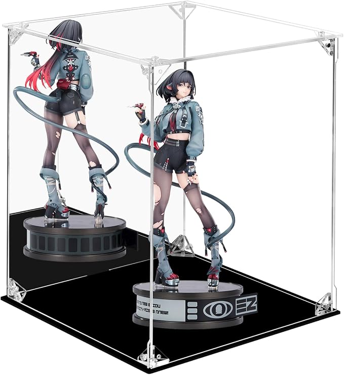 Acrylic Display Case Clear Action Figure Display Case with Mirrored Back, Dustproof Protection Display Box Alternative Glass Case for Collectibles Figures Models Doll Toys (10x10x12 inch; 25x25x30cm)